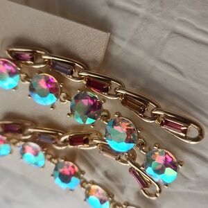 2-pair DAISY FUENTES Gold and Iridescent Pink Earrings